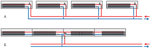 схема подключения конвекторов отопления