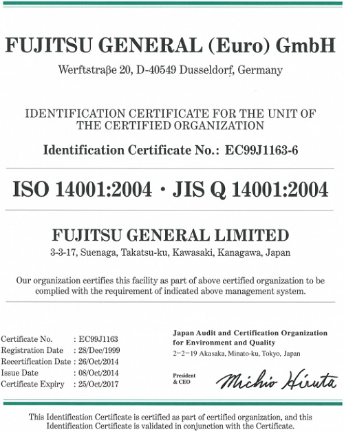 Fujitsu General Limited ISO 14001